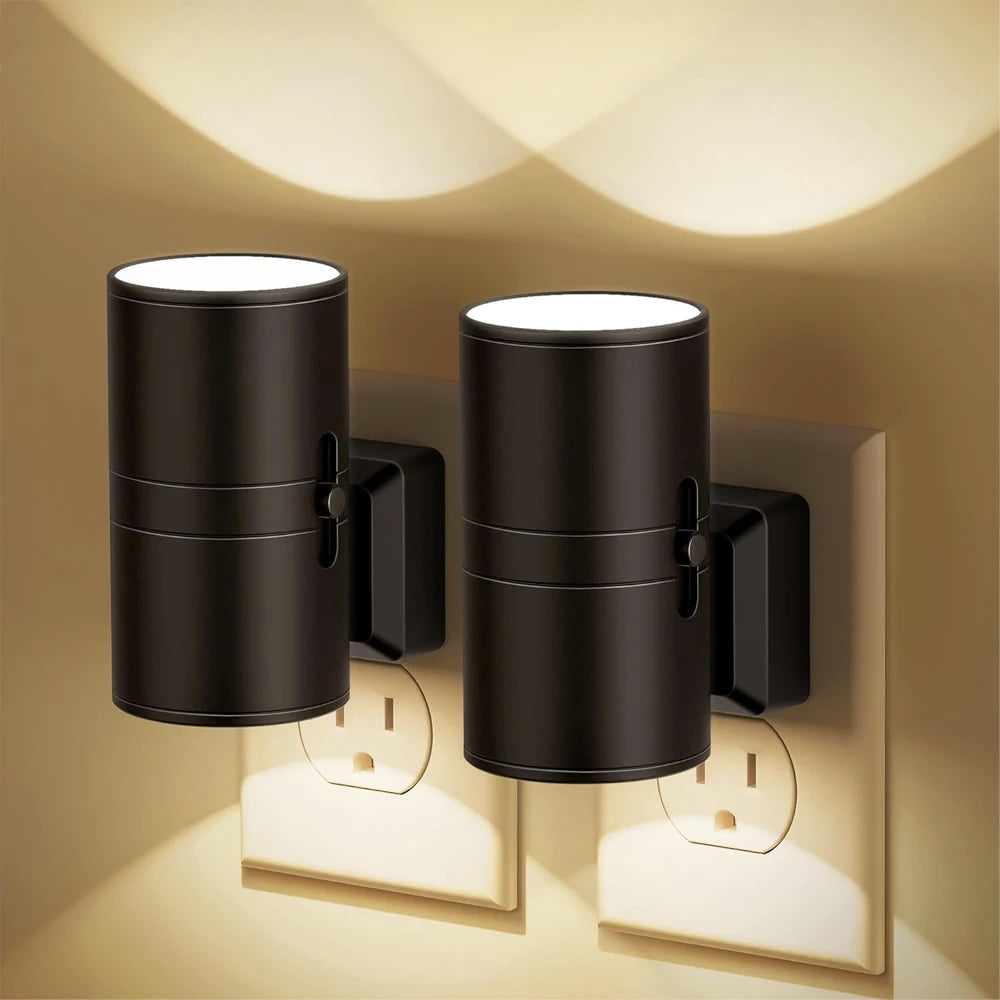 Cylindrical Night Lights Plug Into Wall Dimmable LED Nightlight with Light Sensor Adjustable Brightness for Hallway Bedroom