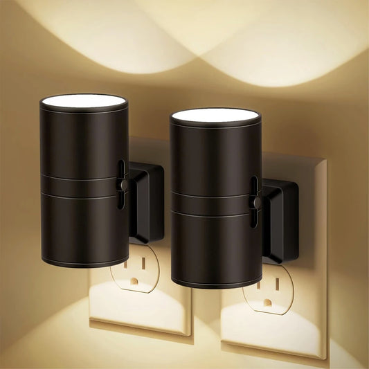 Cylindrical Night Lights Plug Into Wall Dimmable LED Nightlight with Light Sensor Adjustable Brightness for Hallway Bedroom