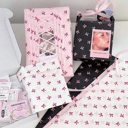 10Pcs Pink Bowknot Sydney Paper Hand-Kneaded Paper Cotton Paper Bouquet Flower Wrapping Paper Small Gift Packaging Paper