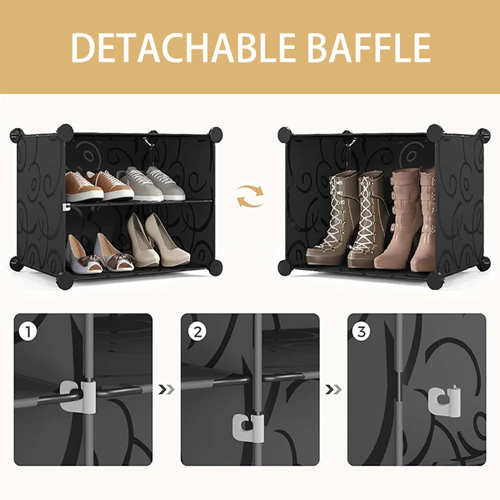 Shoe Storage, 40 Pairs, 2 x 10 Tier Shoe Cabinet, Cabinet with Door, Shoe Boxes, for Entryway Living Room Bedroom