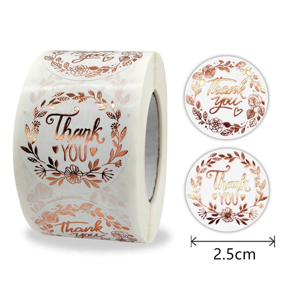 50-500pcs Luxury Bronzing Labels Thank You for Your Order Stickers Baking Seal Labels for Shop Business Package Gift Sticker
