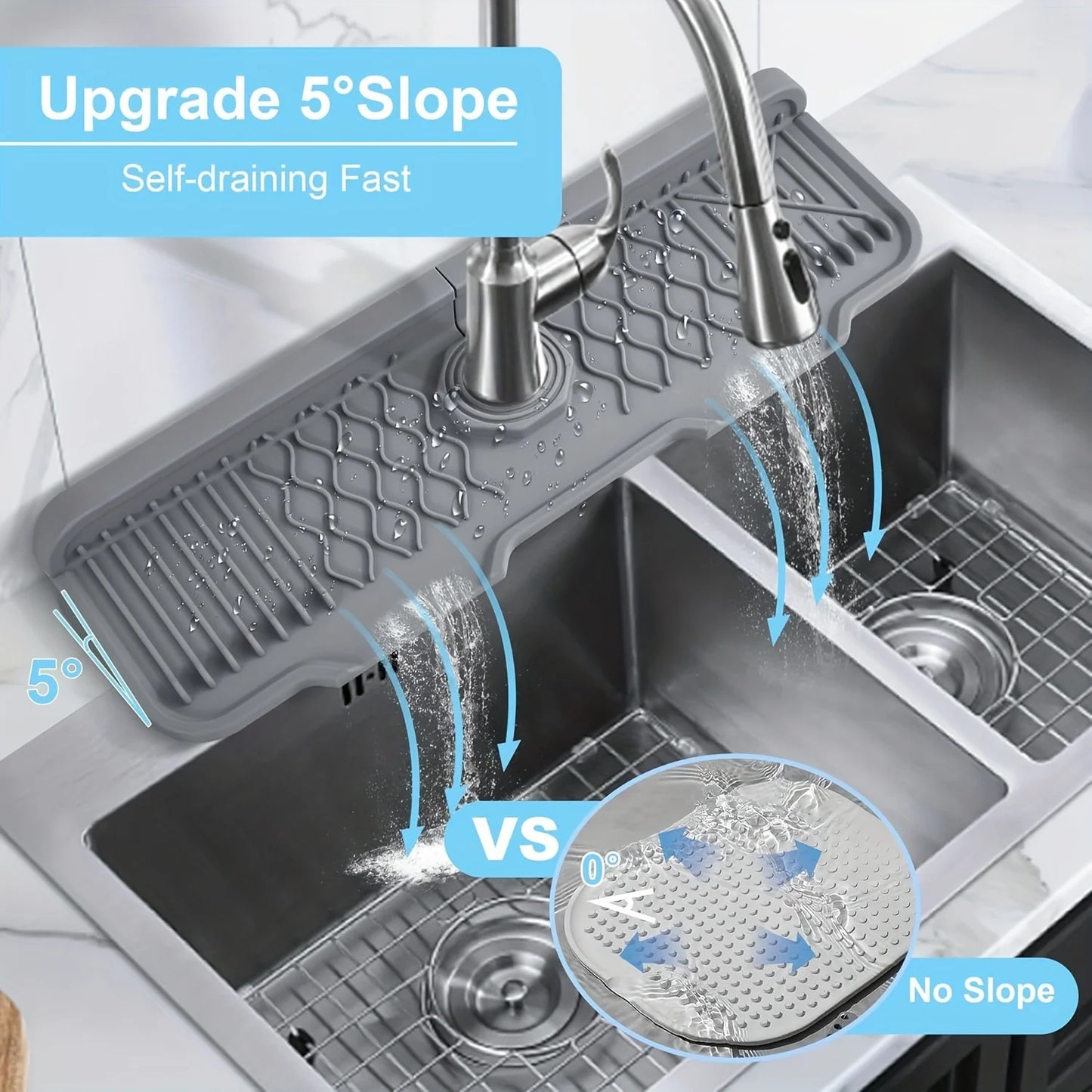3 Colors to Choose From,Faucet Splash Proof Pad,Drain Pad,Drying Pad,Kitchen Bathroom Sink and Countertop
