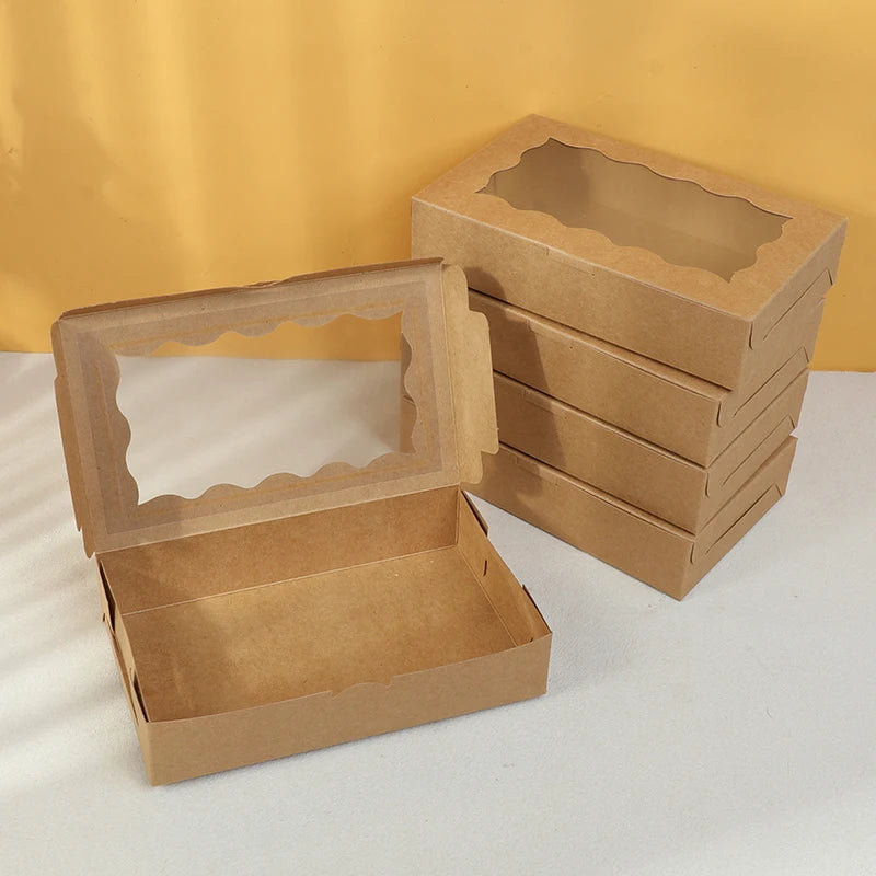 5/10/20pcs Cake Bakery Box With Window Candy Cookie Dessert Donut Box for Wedding Birthday Party Supplies Christmas Gift Packing