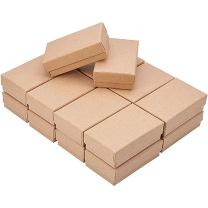 18 Pack 3.2x2x0.9 Inches Necklace Earring Ring Box Rectangle Kraft Cardboard Jewelry Gift Boxes