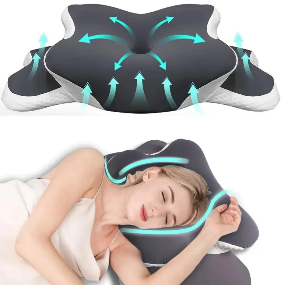 Almohada Cervical de Espuma Viscoelástica para Aliviar el Dolor de Cuello – Almohada Ortopédica Ergonómica con Soporte Cervical para Dormir de Lado, Boca Arriba o Boca Abajo