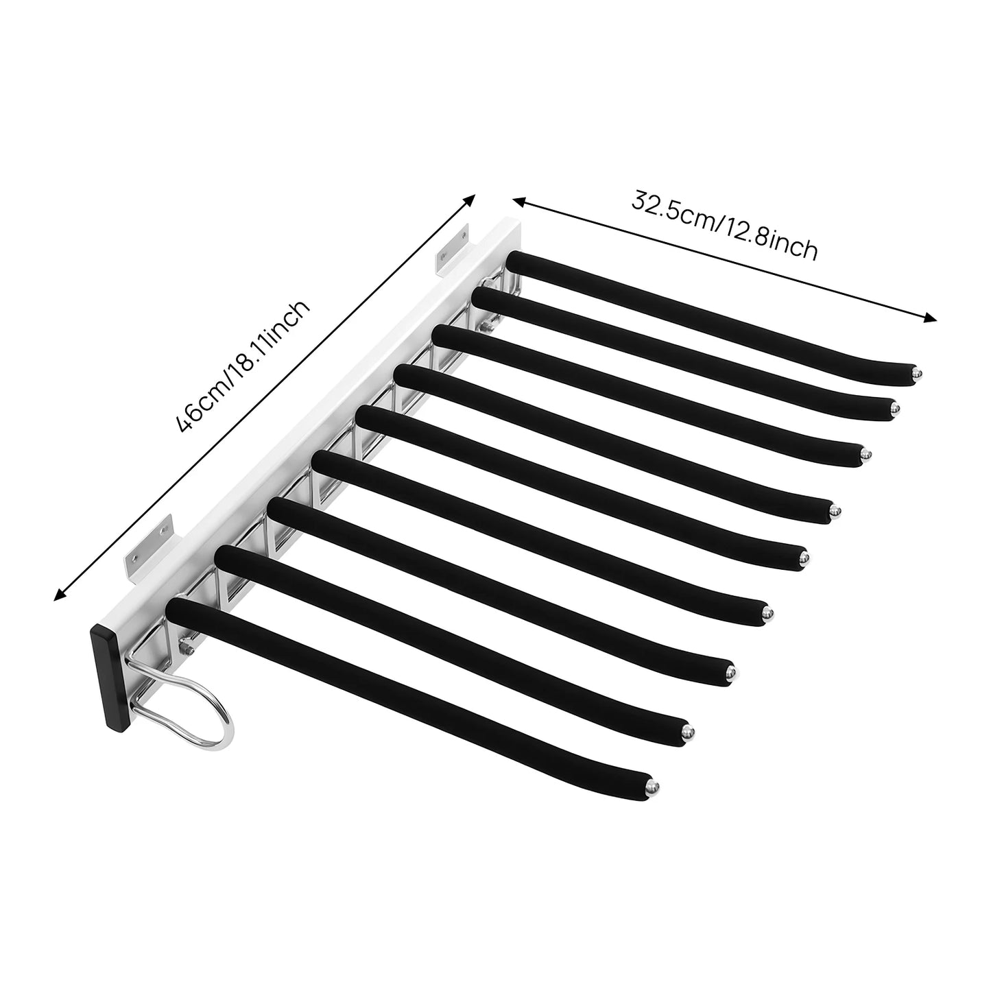 9 Arms Pull Out Trousers Rack Wardrobe Pants Organizer Retractable Closet Pants Hanger Right Left Side Mount