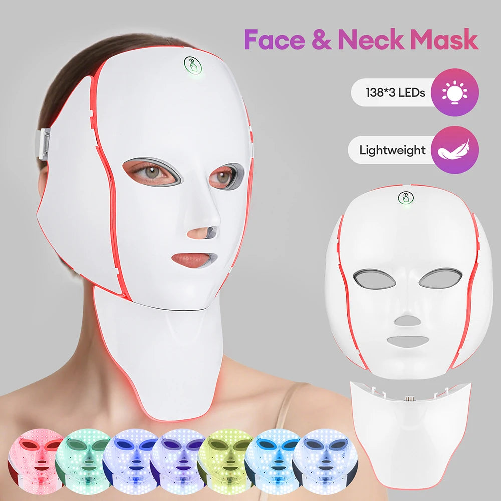 7 Colors Light Face Neck Beauty Mask Anti-Wrinkle Skin Brightening Neck Beauty Mask Skin Tightening Wrinkle Remover Skin Care