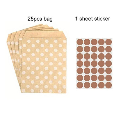 25PCS Small Kraft Paper Gift Bags 18x13cm with sticker – Cute and Versatile Pouches for Parties, Weddings, Birthdays, and Events