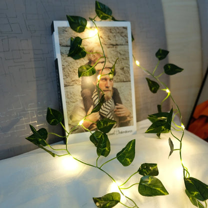 Guirnalda de Luces con Hojas Verdes – Decoración LED a Pilas, Impermeable (2M/5M/10M)