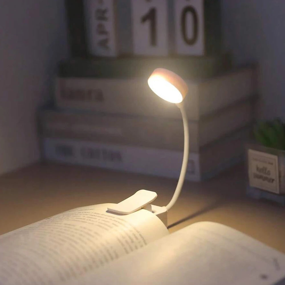 Runtow Luz LED de lectura con clip, portátil, a pilas, 3 colores, protección ocular, regulable sin escalonamientos, mini lámpara de escritorio