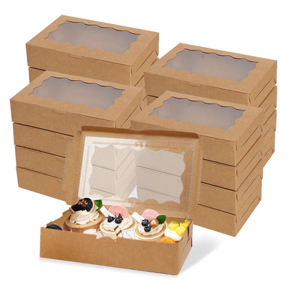 5/10/20pcs Cake Bakery Box With Window Candy Cookie Dessert Donut Box for Wedding Birthday Party Supplies Christmas Gift Packing
