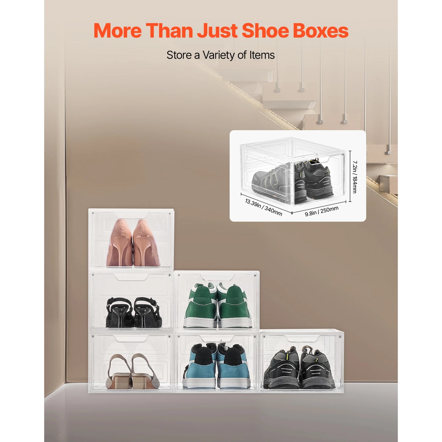 SucceBuy Shoe Storage Boxes Clear Stackable Shoe Boxes Storage Organizers Magnetic Door Fit Size Plastic Sneaker Containers