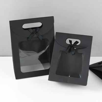 10/20pcs Black White Gift Box with Clear Window Wedding Favors Birthday Party Candy Snack Biscuit Packaging Bag Christmas Gift