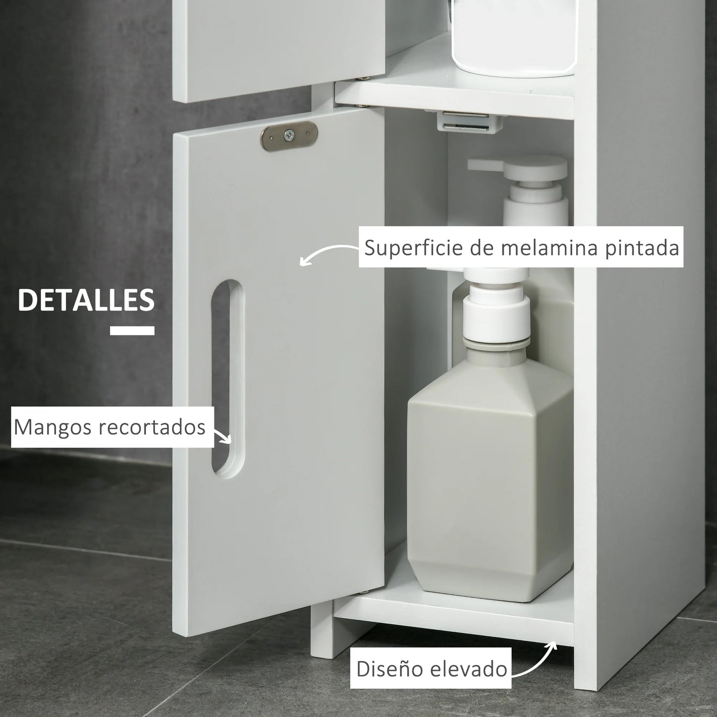 Kleankin Tall Bathroom Cabinet with 3 Doors and 3 Shelves 15X17X120 cm
