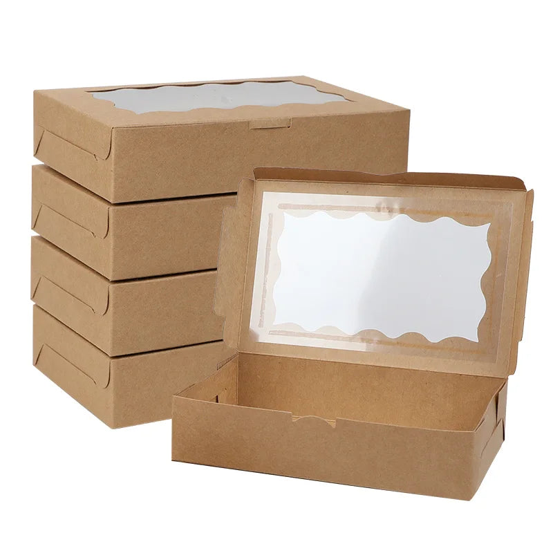 5/10/20pcs Cake Bakery Box With Window Candy Cookie Dessert Donut Box for Wedding Birthday Party Supplies Christmas Gift Packing