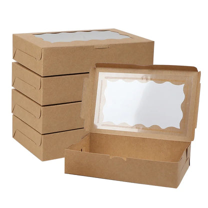 5/10/20pcs Cake Bakery Box With Window Candy Cookie Dessert Donut Box for Wedding Birthday Party Supplies Christmas Gift Packing