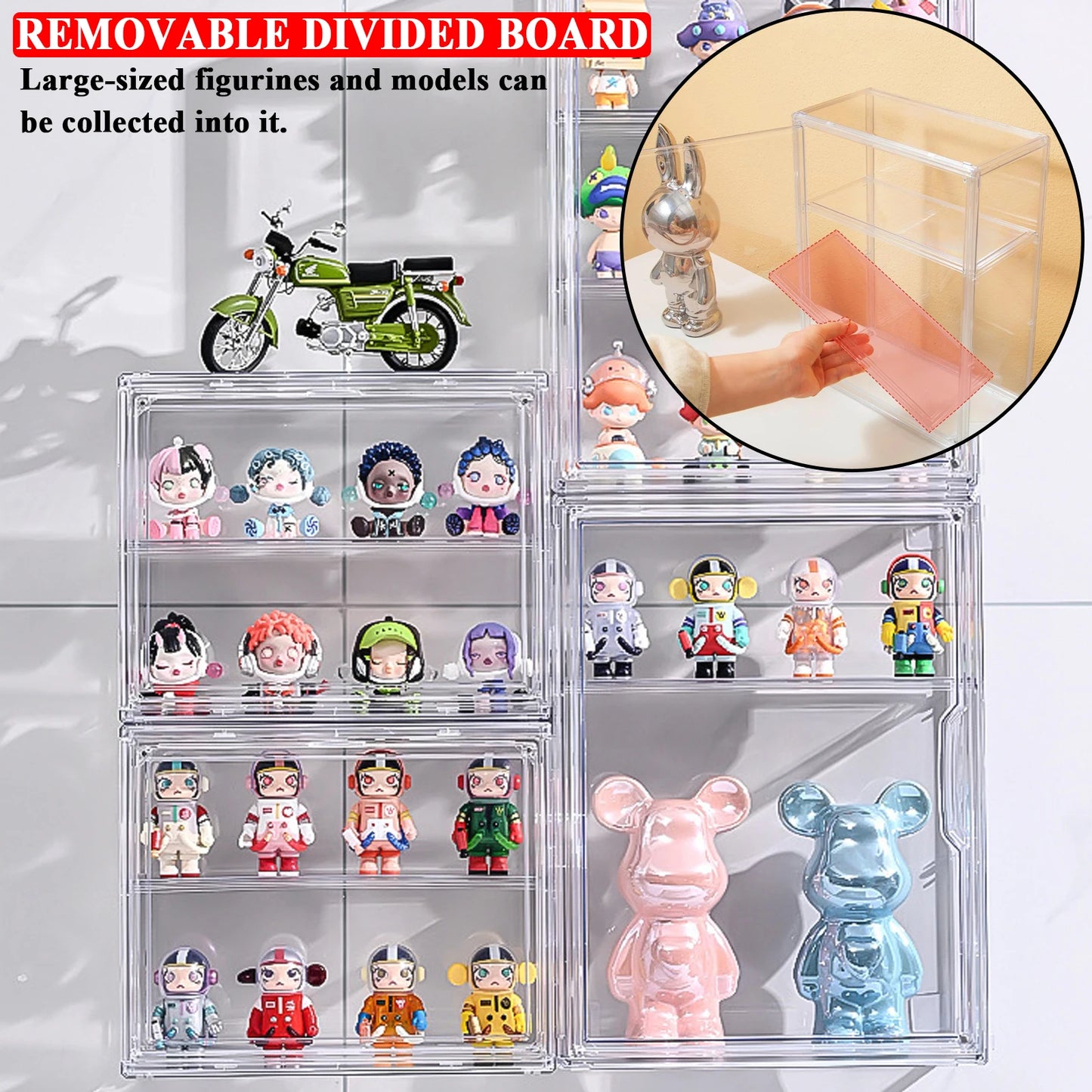 Caja organizadora de exhibición de muñecas transparente Blind Box, vitrina de figuras coleccionables montada en la pared