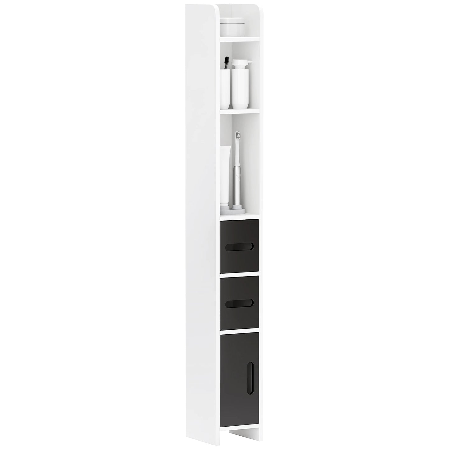 Kleankin Tall Bathroom Cabinet with 3 Doors and 3 Shelves 15X17X120 cm