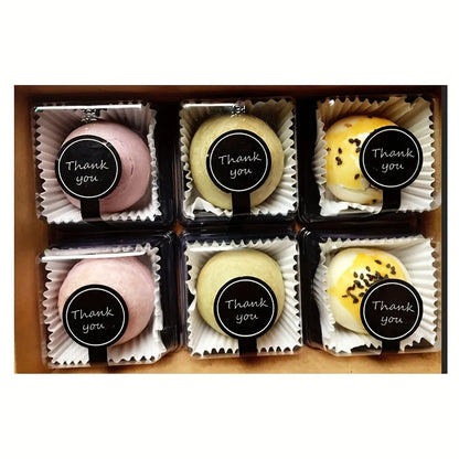 100/200pcs black Thank you long sealing sticker pudding bottle sticker, baking box label sticker, baking, handicraft products