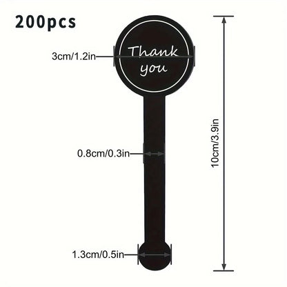100/200pcs black Thank you long sealing sticker pudding bottle sticker, baking box label sticker, baking, handicraft products