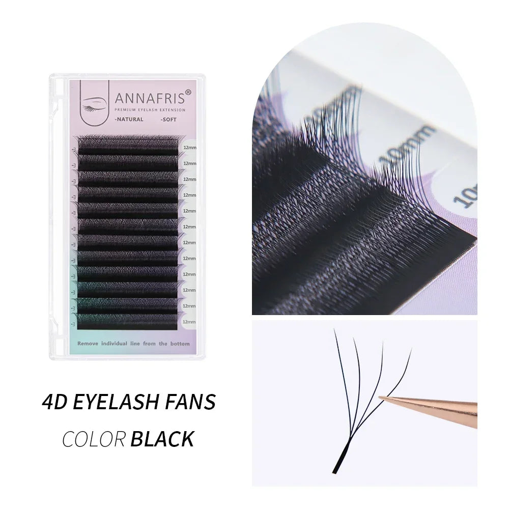 ANNAFRIS 4D 5D W Shape Eyelash Extension Handmade 12line/Tray Premade Volume Fans Clover W Lashes