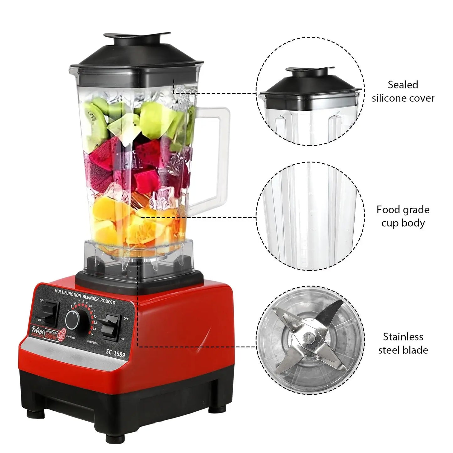Batidora comercial de servicio pesado de 400 W, procesador de alimentos, mezcladora estacionaria, batidora de jugos de alta potencia para batidos de hielo, sin BPA para cocina