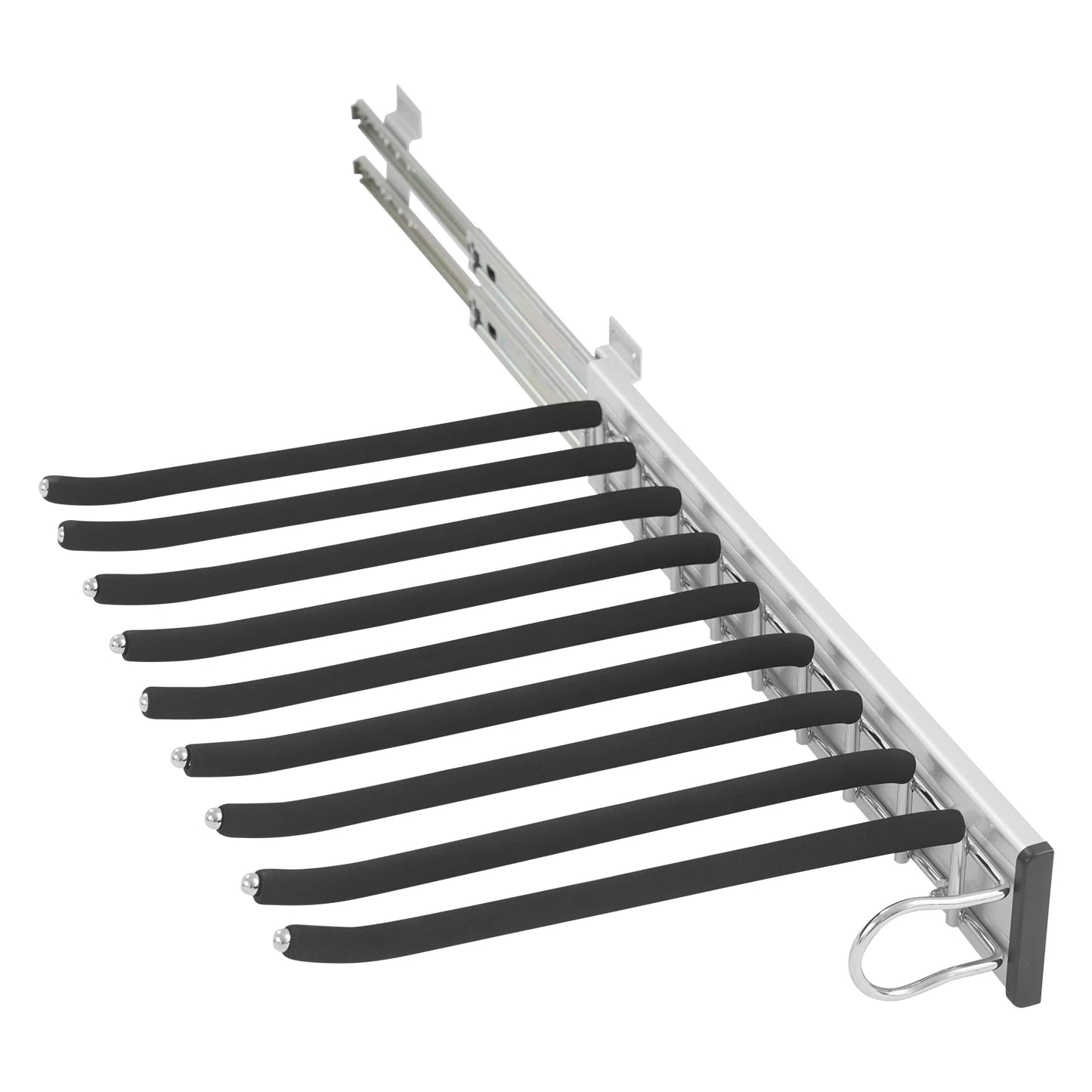9 Arms Pull Out Trousers Rack Wardrobe Pants Organizer Retractable Closet Pants Hanger Right Left Side Mount
