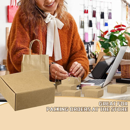 10Pcs Small Kraft Paper Gift Boxes 2.16'' x 2.16'' x 0.98'' for Ornaments Earring Jewelry Wrapping Packaging Cardboard Boxes