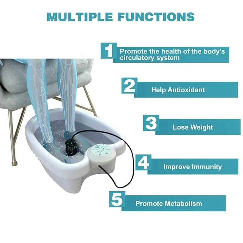 Detox Ionic FootBath Massage Machine Electric Foot Spa Bath Cleanse Massager Vibrating Care Arrays Aqua Health Therapy
