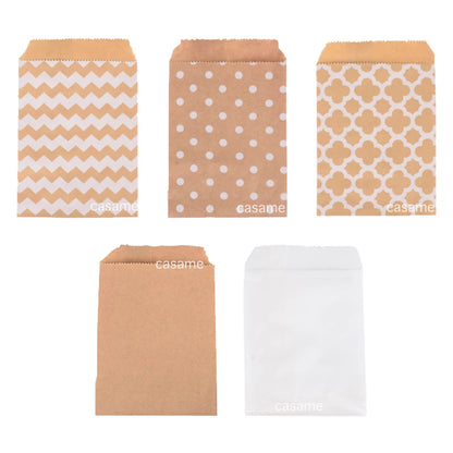 50 Pcs 10x15cm pouch Mixed Style and Color Paper Bags Kraft Craft DIY Decoration Packaging Cute Guest Gift Bag Wedding Birthday