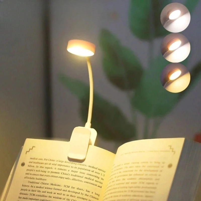 Runtow Luz LED de lectura con clip, portátil, a pilas, 3 colores, protección ocular, regulable sin escalonamientos, mini lámpara de escritorio