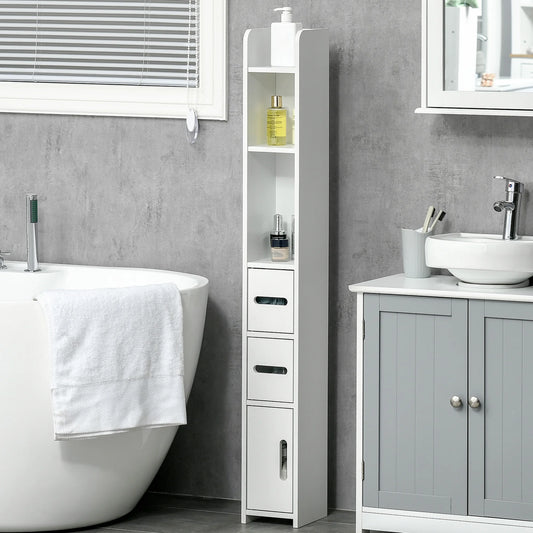 Kleankin Tall Bathroom Cabinet with 3 Doors and 3 Shelves 15X17X120 cm