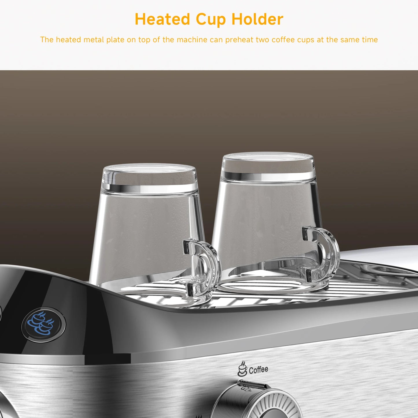 BioloMix Cafetera Semiautomática de Acero Inoxidable de 20 Bares, con Varita Espumadora de Leche, para Espresso, Cappuccino