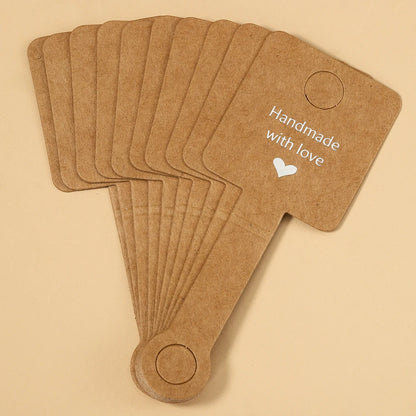 50pcs 4x10cm Self Adhesive Kraft Paper Card Bracelet Necklace Jewelry Hanging Holder for Small Business Retail Display Packaging