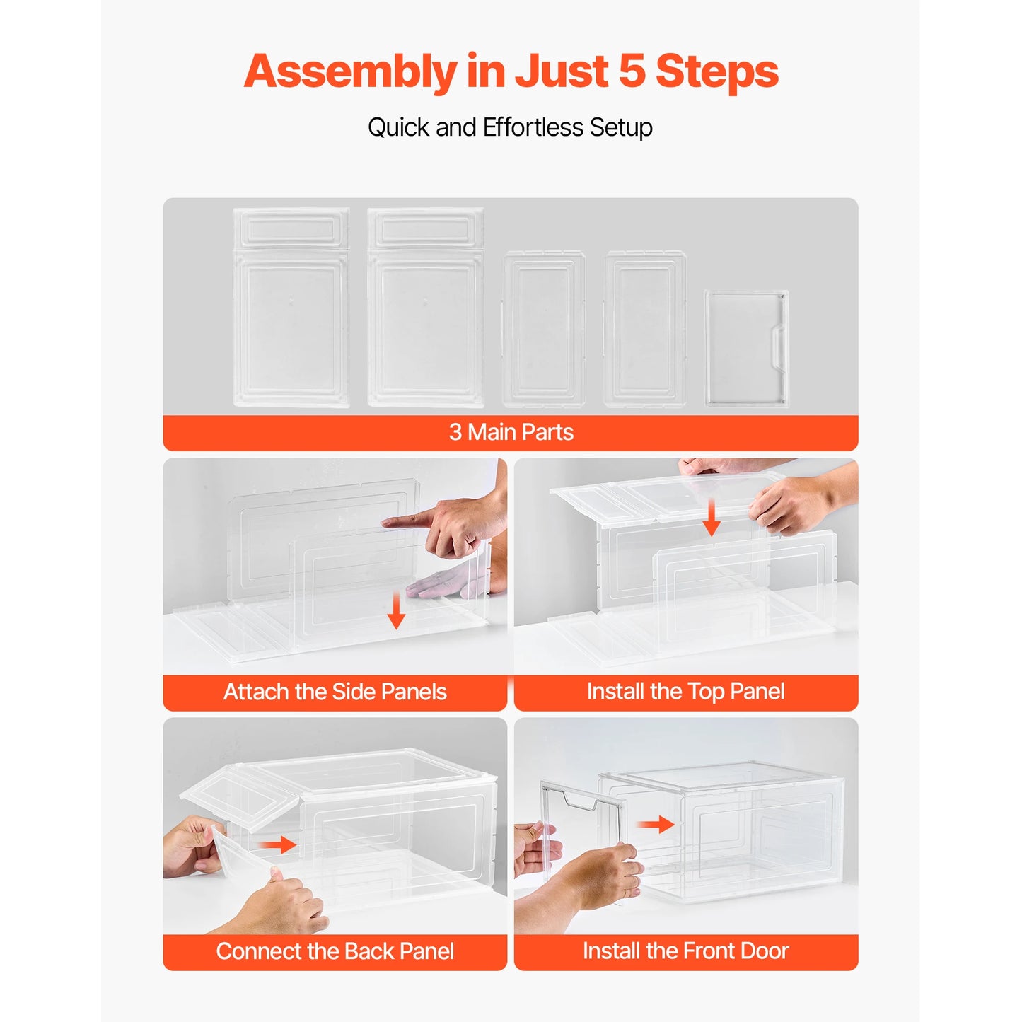 SucceBuy Shoe Storage Boxes Clear Stackable Shoe Boxes Storage Organizers Magnetic Door Fit Size Plastic Sneaker Containers