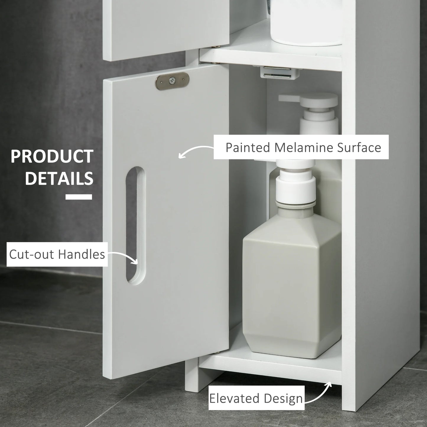 Kleankin Tall Bathroom Cabinet with 3 Doors and 3 Shelves 15X17X120 cm
