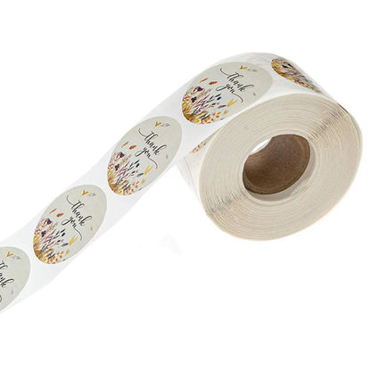 500pcs Thank You Stickers 1" Flower Design,Highly Recommended for Birthdays, Weddings, Giveaways, Bridal Showers  (1 Roll)