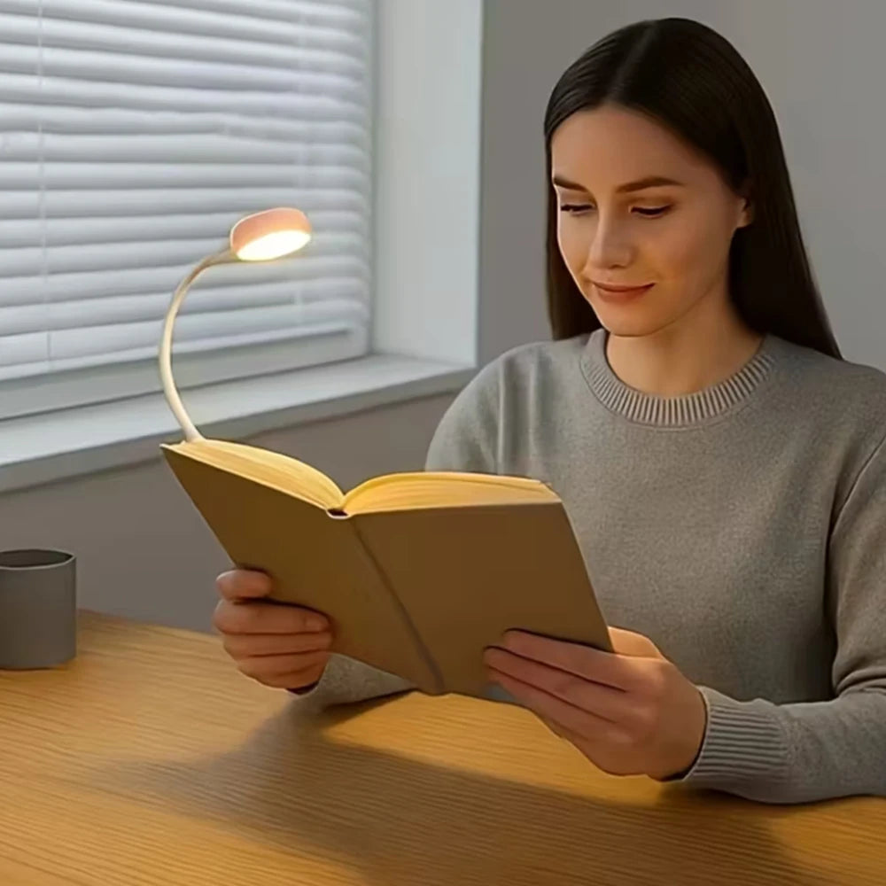 Runtow Luz LED de lectura con clip, portátil, a pilas, 3 colores, protección ocular, regulable sin escalonamientos, mini lámpara de escritorio