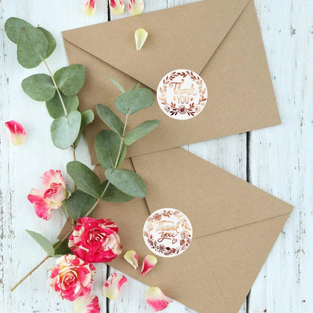 50-500pcs Luxury Bronzing Labels Thank You for Your Order Stickers Baking Seal Labels for Shop Business Package Gift Sticker