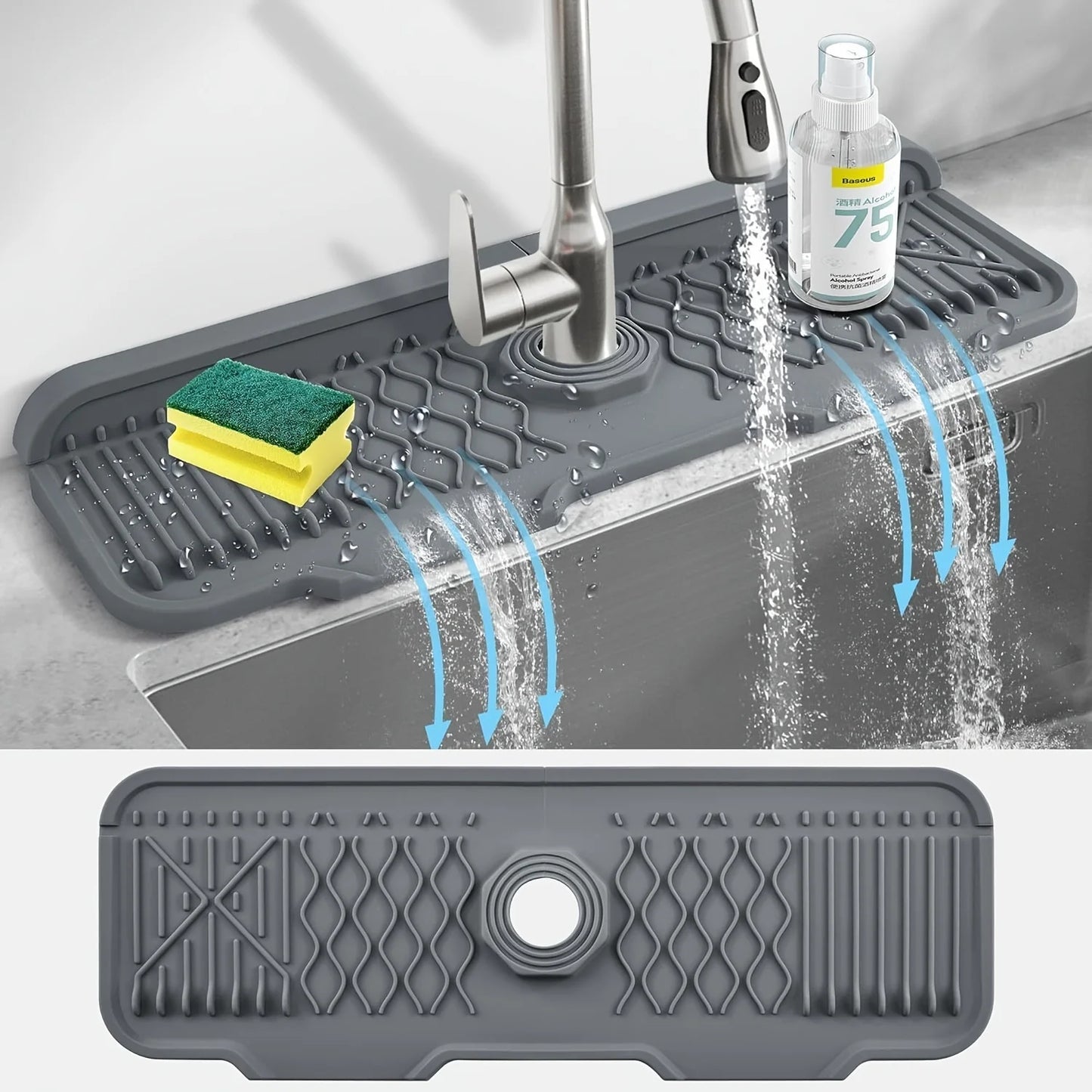 3 Colors to Choose From,Faucet Splash Proof Pad,Drain Pad,Drying Pad,Kitchen Bathroom Sink and Countertop