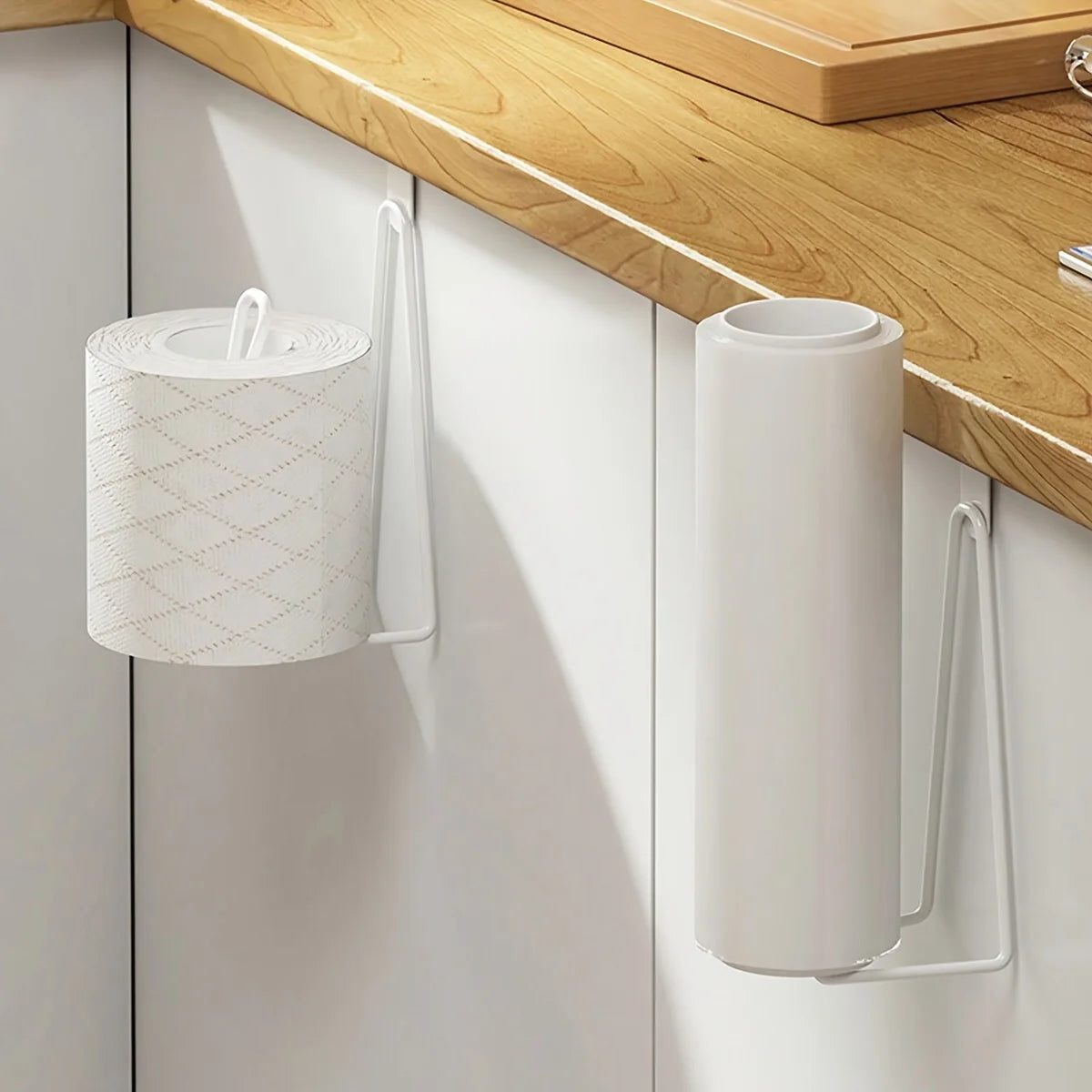 Toilet Paper Holder - Easy Install Wall Mount Bathroom Tissue Roll Hanger with Painted Finish Space Saving No-Drill Design