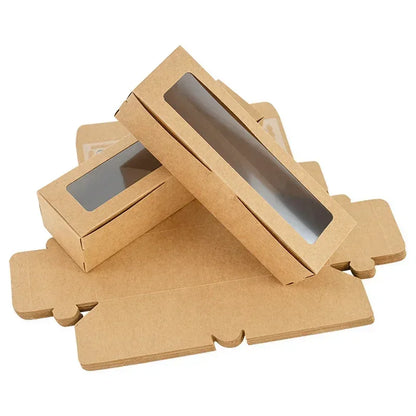 with Clear Window Flip Lid White Cardboard, Macaron Kraft Paper Packaging Box Dessert Packaging Candy Flower Gift Box Party Supp