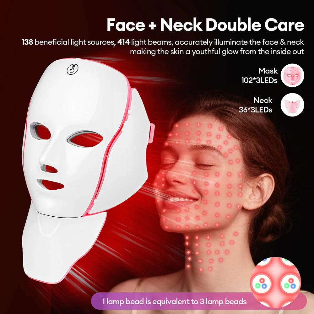 7 Colors Light Face Neck Beauty Mask Anti-Wrinkle Skin Brightening Neck Beauty Mask Skin Tightening Wrinkle Remover Skin Care