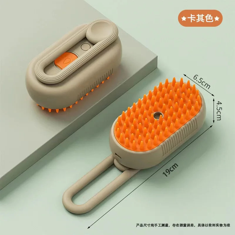 Electric steam brush for dogs and cats