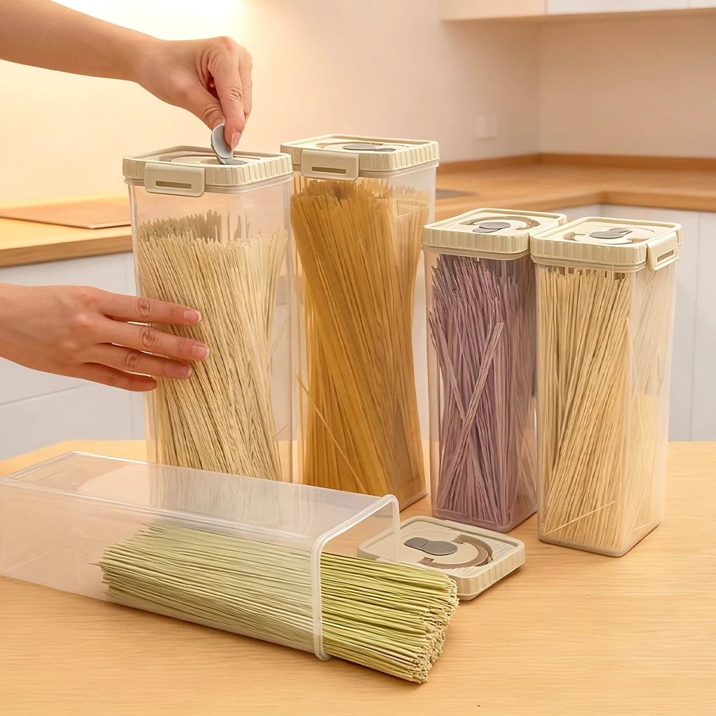 Noodles Sealed Storage Box With Handle Moisture-Proof Airtight Pasta Food Storage Container Kitchen Plastic Fresh-keeping Box