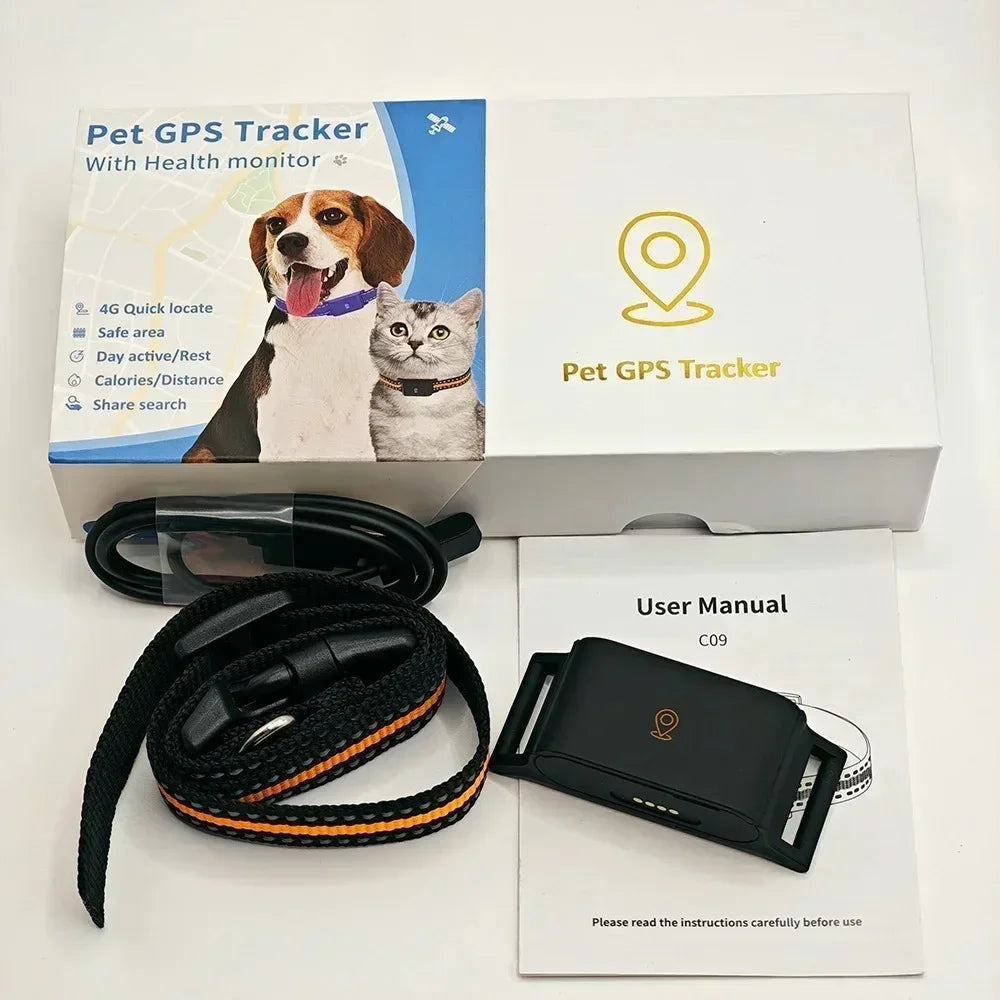 Localizador GPS 4G IP67 resistente al agua para perros y gatos, mini rastreador de mascotas en tiempo real antipérdida, collar inteligente con control por aplicación
