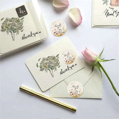 500pcs Thank You Stickers 1" Flower Design,Highly Recommended for Birthdays, Weddings, Giveaways, Bridal Showers  (1 Roll)