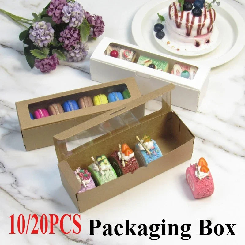 with Clear Window Flip Lid White Cardboard, Macaron Kraft Paper Packaging Box Dessert Packaging Candy Flower Gift Box Party Supp