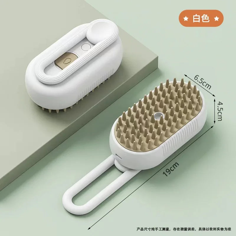 Electric steam brush for dogs and cats