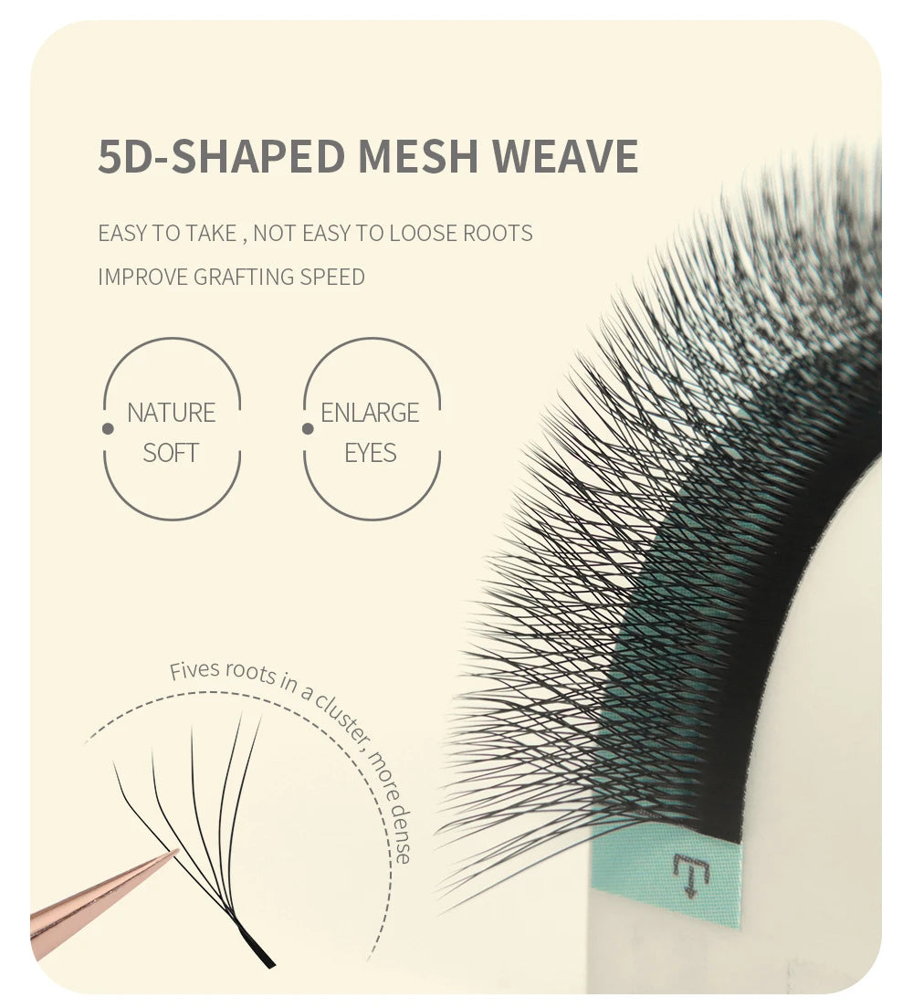 ANNAFRIS 4D 5D W Shape Eyelash Extension Handmade 12line/Tray Premade Volume Fans Clover W Lashes
